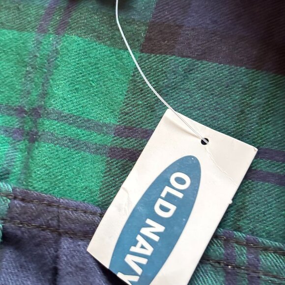 Old Navy Western Flannel Top Large Plaid Green Button Up Light Weight 18800 - Picture 8 of 11